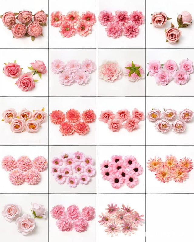 10 Pieces Pink Artificial Flower Wedding Shooting Props Handmade Diy Hair Accessories Decoration Flower Box Material