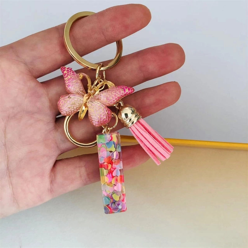 Classic Style Commute Letter Butterfly Resin Unisex Bag Pendant Keychain