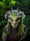 Green Elf Mask LED Halloween Forest Elf King Luminous Latex Mask Cosplay Party Props Decorations