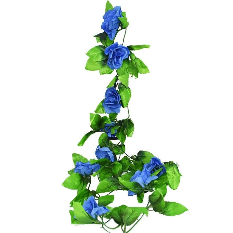 Silk Artificial Rose Vine Hanging Flowers For Wall Decoration Rattan Fake Plants Leaves Garland Romantic Wedding Home Decoration