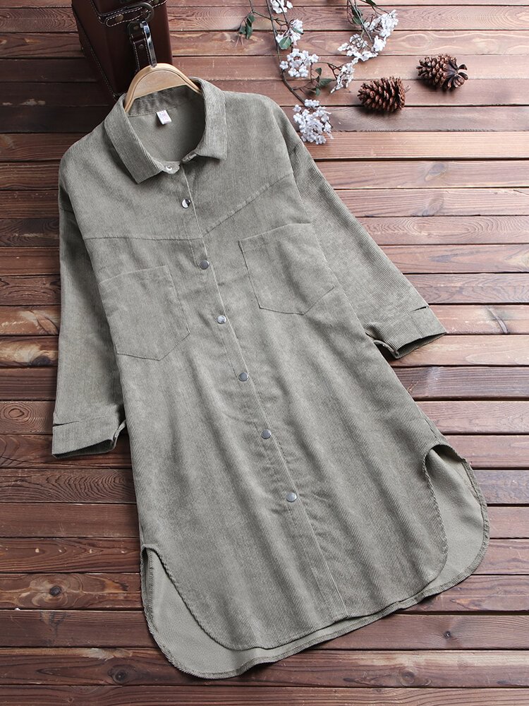 Side Splited Irregular Long Sleeve Casual Women Blouse P1396538