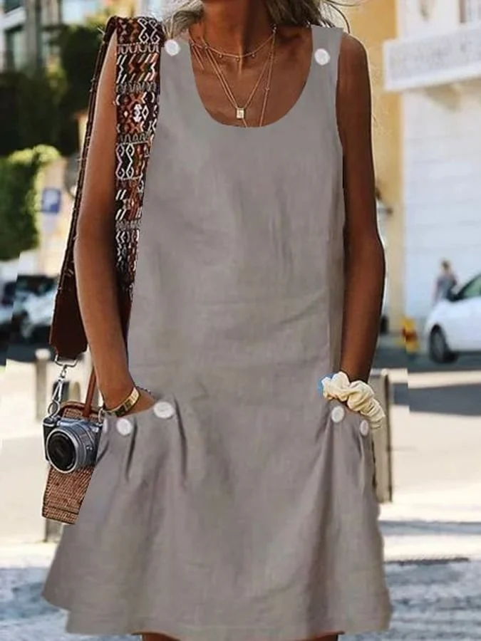 Women's Casual Elegant Cotton Sleeveless Dress