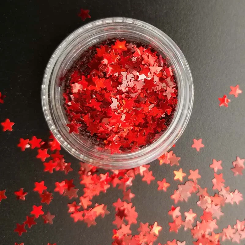 3mm Sequins DIY Flat Five-pointed Star Moon Sequin Paillettes Sewing Craft DIY Laser Silver Nail Sequin Accessories Decorations