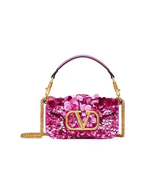 Valentino Garavani Small Loc&ograve; Shoulder Bag with 3D Embroidery