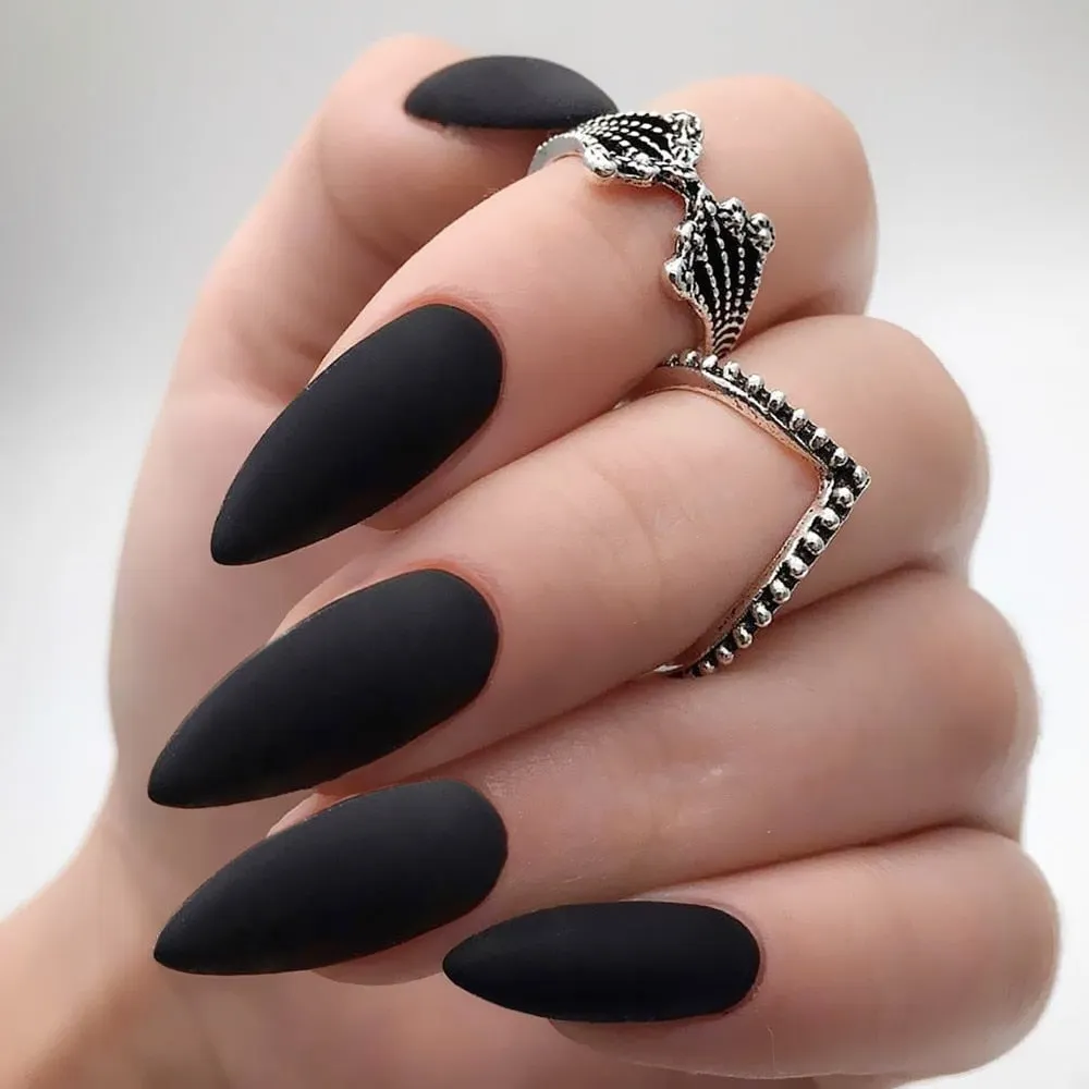 24Pcs Press On Matte Ballerina Coffin Fake Nails With Design Artificial False Nails DIY Finger Tips Manicure Tool-Nail Inspo
