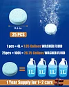 TAFFY'S Car Windshield Washer Fluid Tablets, Windshield Wipe Fluid, Windshield Washer Fluid Concentrate, Windshield Washer Solid Effervescent, Automotive Glass Cleaner (25)