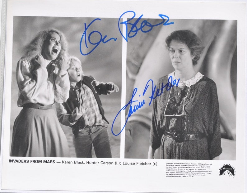 INVADERS FROM MARS Cast signed Photo Poster painting x2 Karen Black, Louise Fletcher wcoa