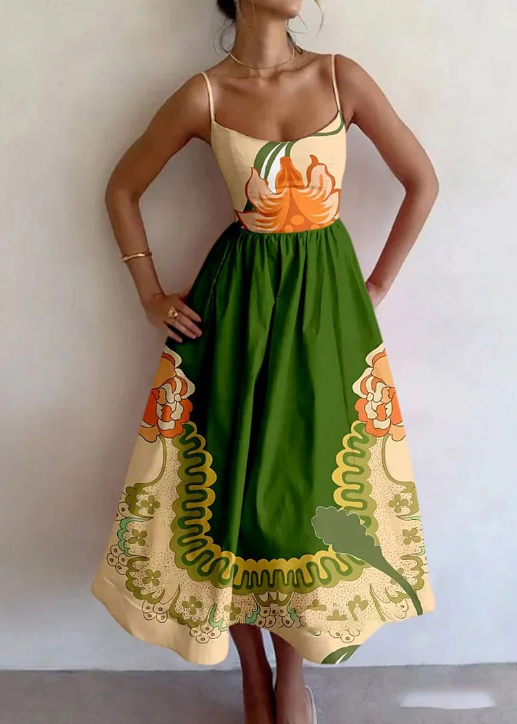 Garden Flowers Print Slip Dress