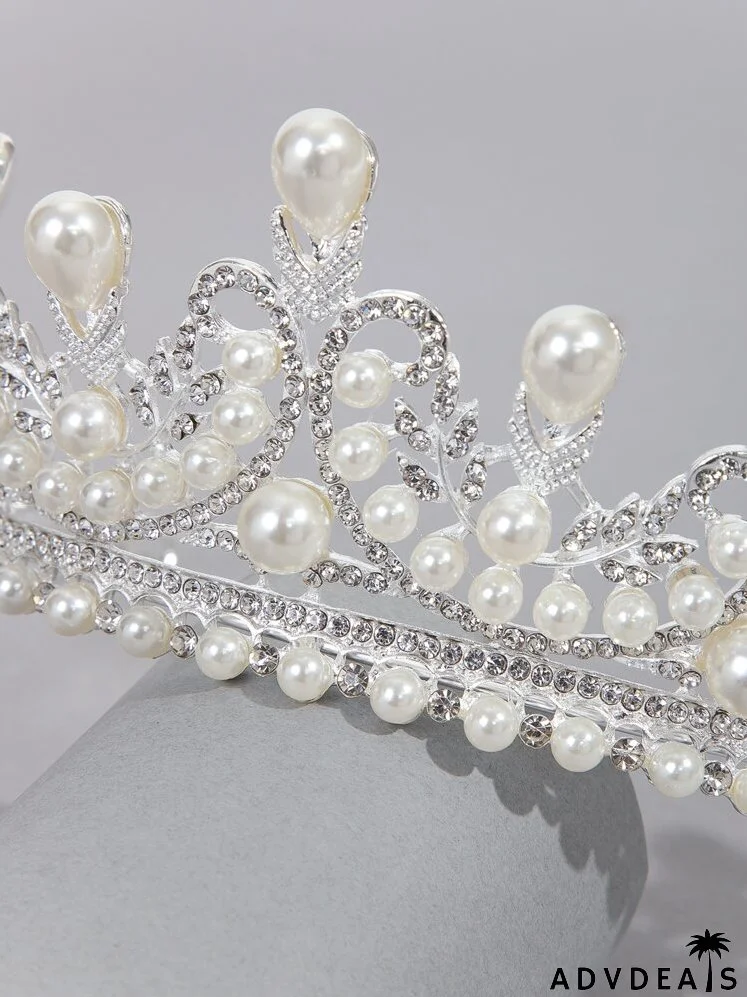 Faux Pearl Decor Crown Design Headband