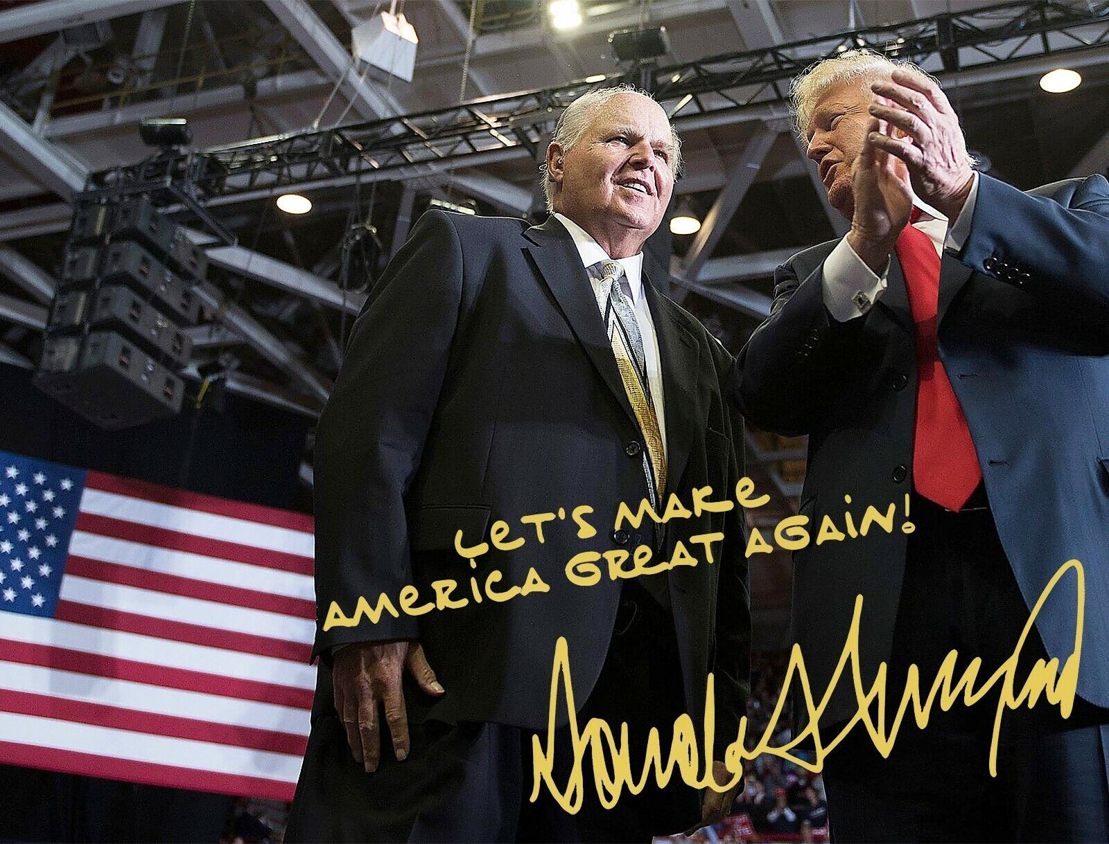 PRESIDENT DONALD TRUMP & RUSH LIMBAUGH SIGNED AUTOGRAPH 8.5X11 Photo Poster painting REPRINT