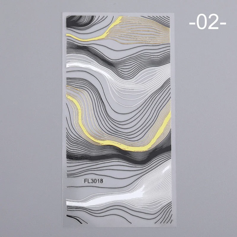 1PC Gold Sliver Striping Tape 3D Nail Stickers Geometry Lines Slider For Nails Gel Polish Decals For Manicures DIY Decoration-Nail Inspo