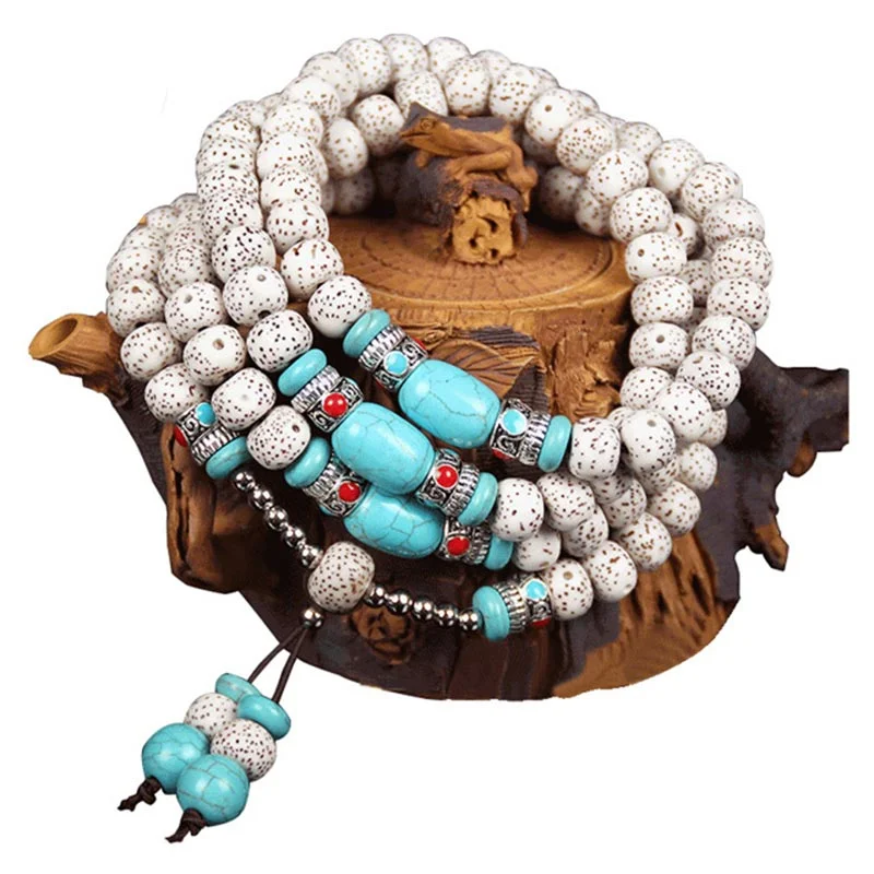 Bodhi Seed Turquoise 108 Beads Blessing Protection Bracelet Mala