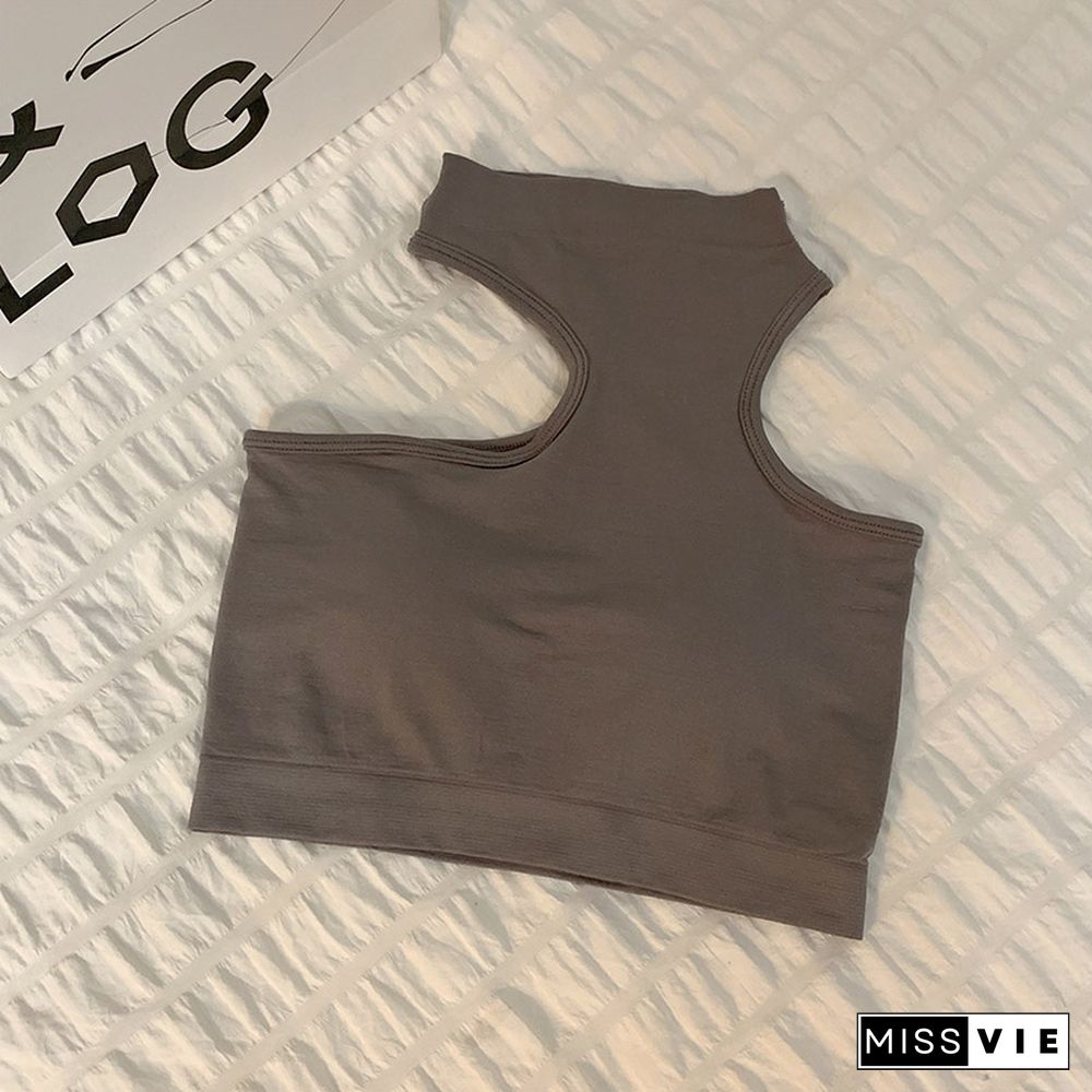 Irregular Pure Color Crop Top