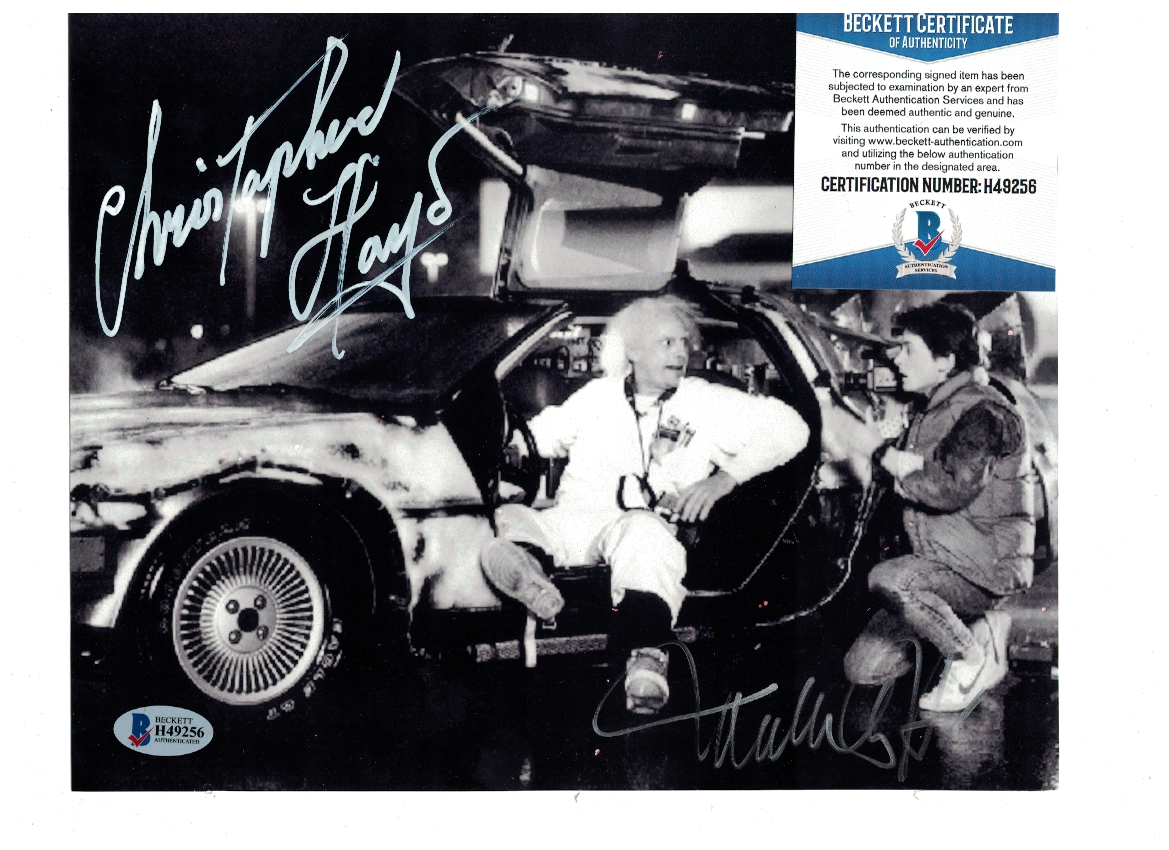 Michael J Fox Christopher Lloyd Back to the Future Signed 8x10 Photo Poster painting Beckett SFX