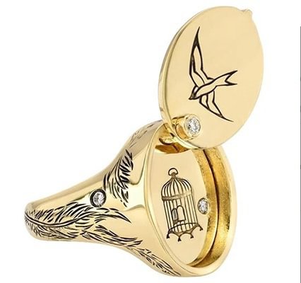 INS Style Women's 18K Gold Diamond High Jewelry Personality Little Bird Compartment Flip Rings Princess Engagement Wedding Banquet Party Rings Christmas Anniversary Gift Size 4-11 - Shop Trendy Women's Fashion | TeeYours