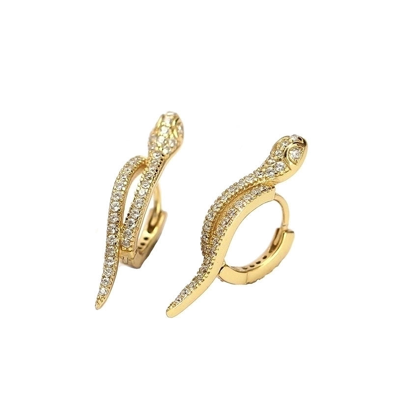 1 Pair 925 Sterling Silver Zircon Snake Earrings