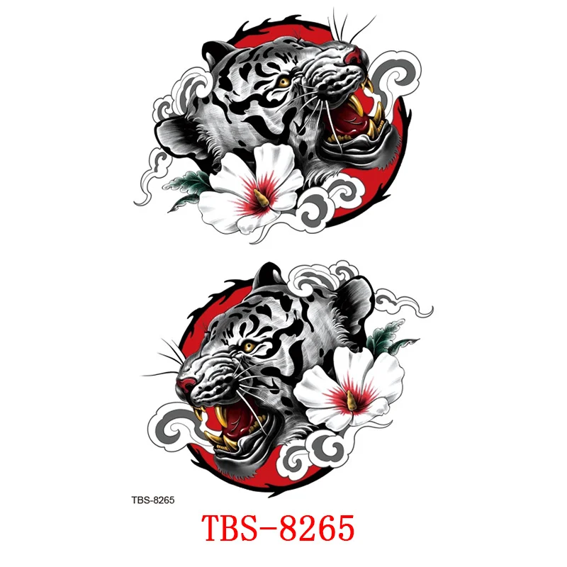 Sdrawing Forest King Animal Tattoo Sticker for Men Tiger Skull Skeleton Fake Tattoo for Women Wolf Tattoo Temporary Waterproof