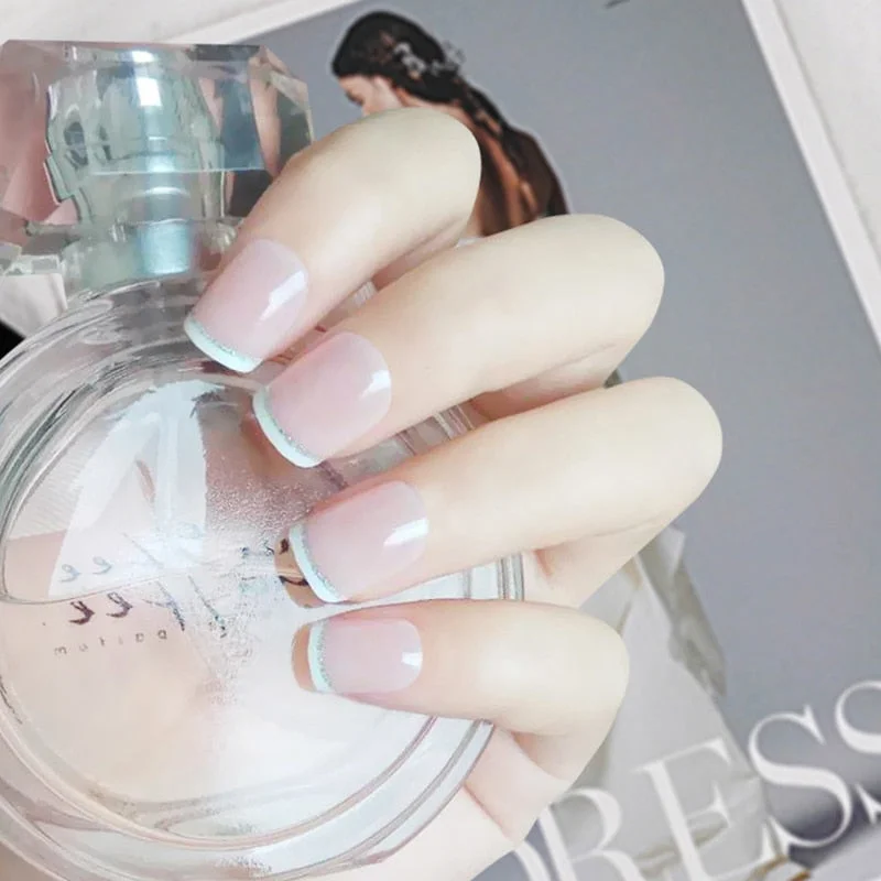 24pcs/set Press on Nail Tips Acrylic 10 Sizes Flower Design Fake Nails Art Full Cover French False Nail Art Tips Artifical Nails-Nail Inspo