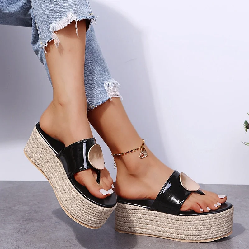Women's Slippers Summer Shoes Beach Casual Shoes Sexy Flip Flops Female Slides Bohemian Shoes Wedge Flip Flops