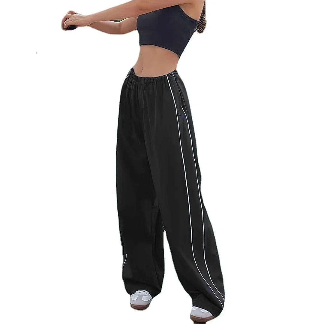 Uveng Uveng New Fashion Personality On Both Sides Of The Draw Rope Casual Loose Waist Multi-Color Trousers
