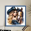 Girl With Horse-11CT Stamped Cross Stitch 40*40cm/15.75*15.75in tapestrymarket