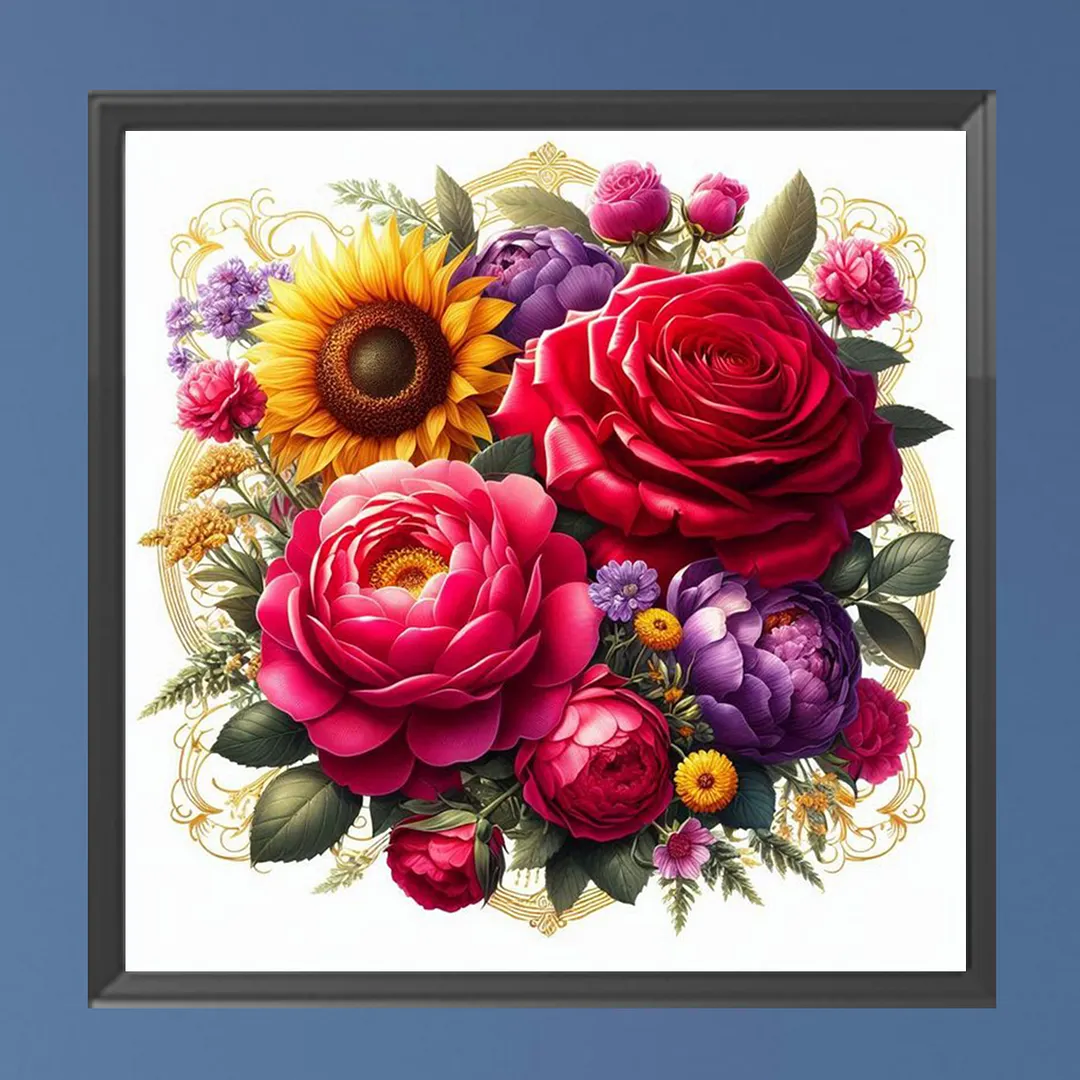 Sunflower Roses Full DIY 5D Square Drill Diamond Paintings Picture Arts Craft for Adults/Beginners Gift Idea Home Wall Decor Crystal Art Paint by Diamond Crystal Rhinestones Painting Kits 35x35cm