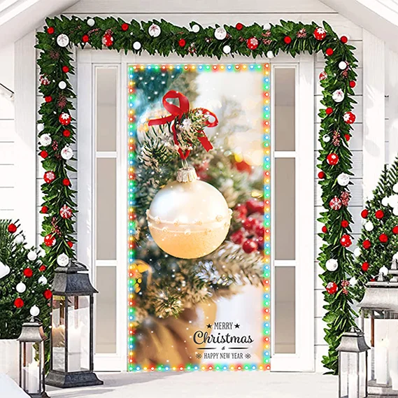 Christmas Door Cover - Outdoor Christmas Decorations - Front Door Decor - Door Cover - Christmas Door Decor