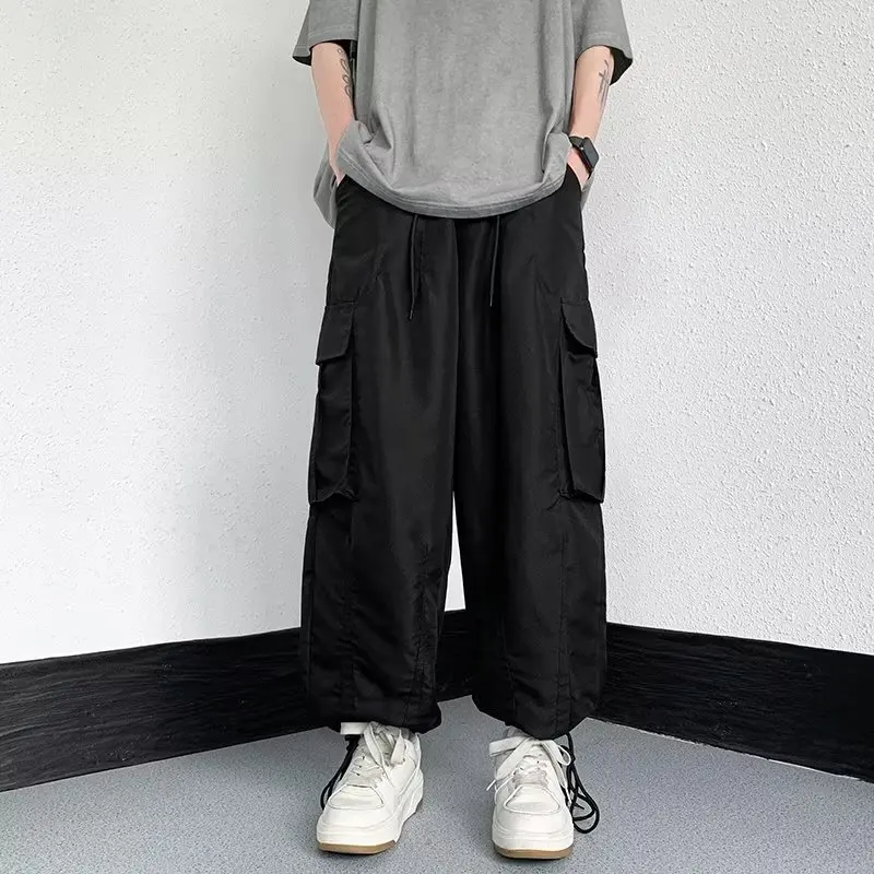 Hong Kong Style Ins Versatile Casual Pants For Men Women Spring Summer Thin Cargo Pants Loose Fit Slimming Bell Bottom Trousers