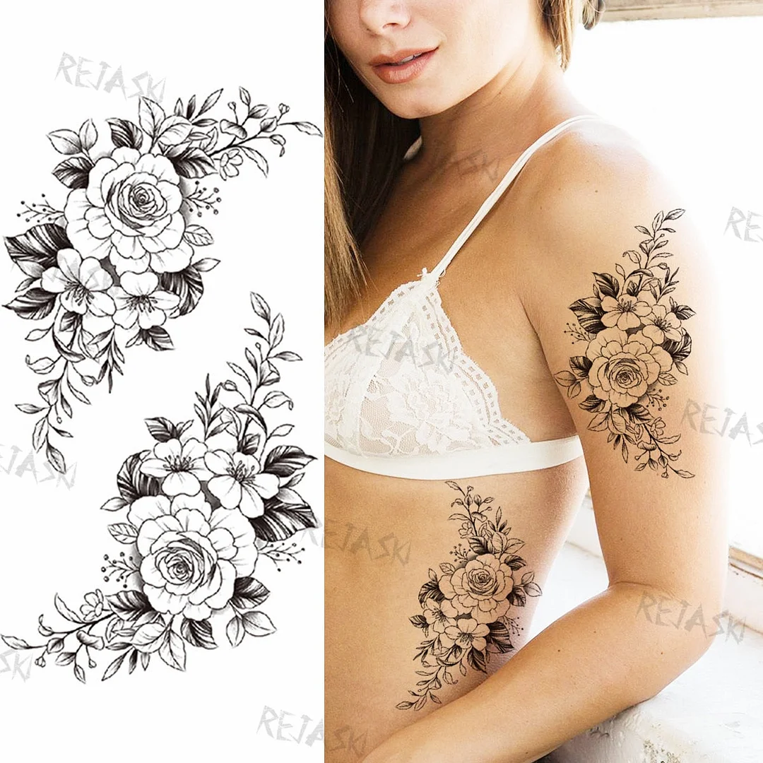 Gangster Wolf Temporary Tattoo For Women Men Death Skull Fake Tattoos Sticker DIY Harajuku Mermaid Waterproof Tatoo Body Art Arm