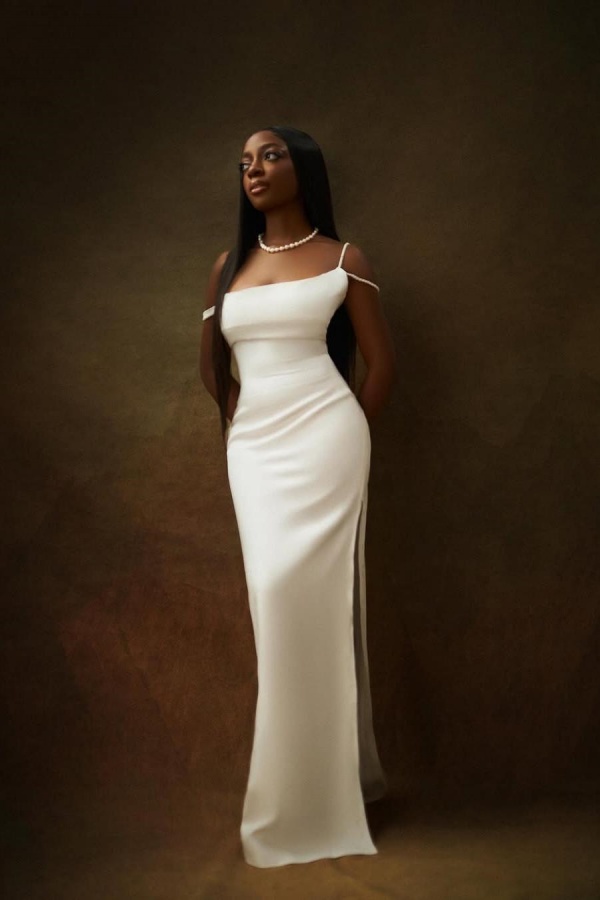 Ovlias Elegant White Spaghetti Strap Prom Dress Sheath Split with Beading XJ0433