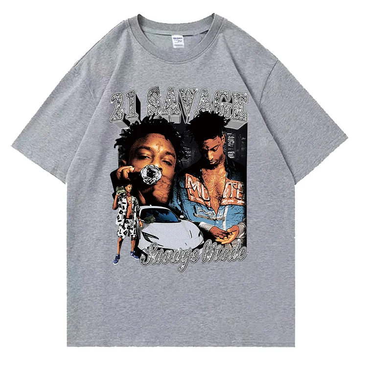 American Dream 21 Savage Printed T-Shirt Hip Hop Loose T-Shirt Top at Hiphopee