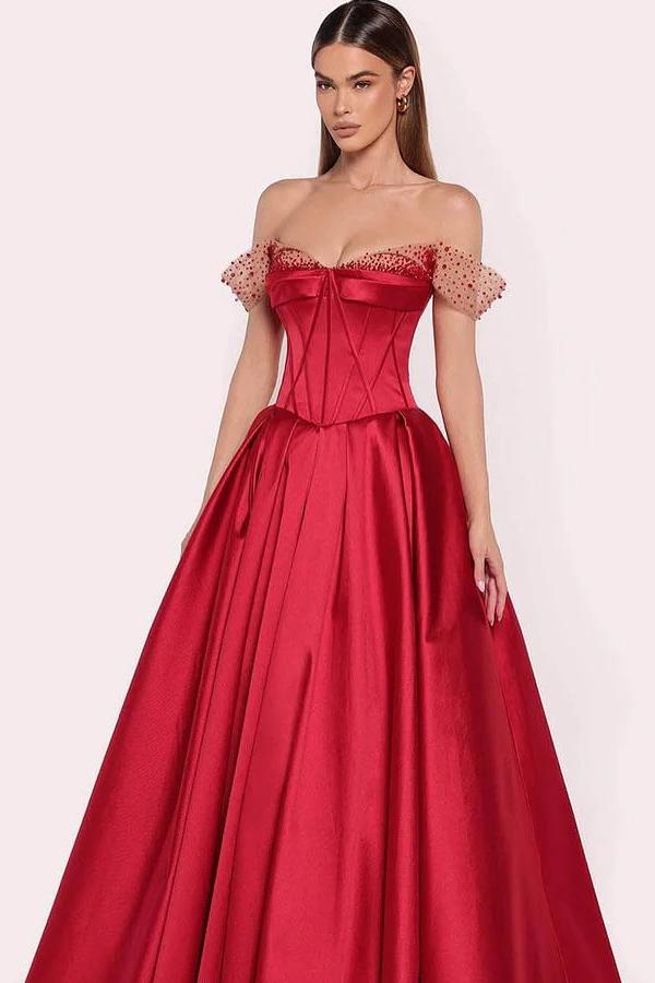 Lvs&Broner Off the Shoulder Sleeveless Strapless Long Prom Dress With Sequins