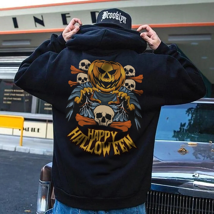 Pumpkin Devil's Skeleton Blitz Happy Halloween Hoodie
