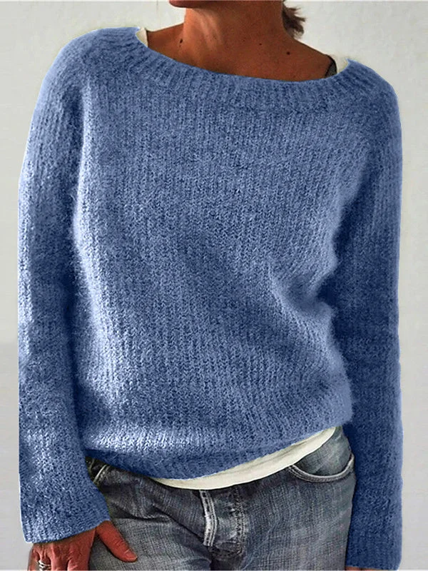 Women's Solid Color Long Sleeve Scoop Neck Two Fake Pieces Top
