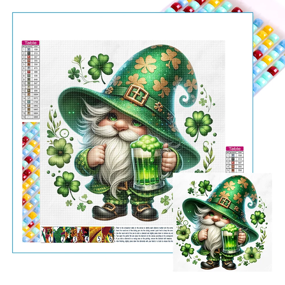 Diamond Painting - Full Square Drill - St. Patrick Day Gnome(Canvas|45*45cm)