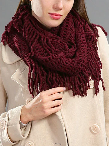 Casual knitted long tassel warm couple scarf