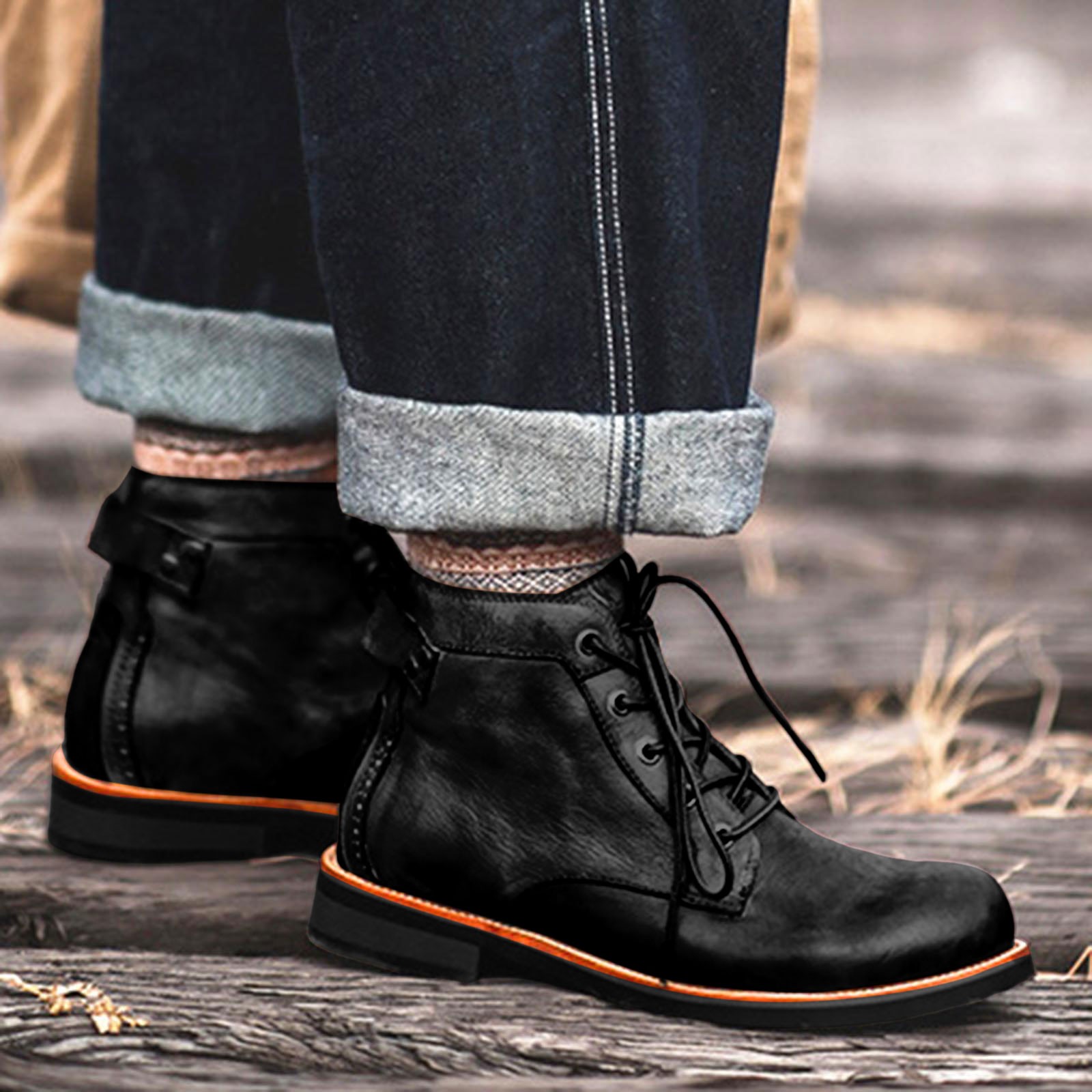 Gptsolvy winter shoes for men Men'S Winter Boots Fashion Casual Pointed Toe Business Leather Formal Dress Lace Up Ankle Boots For Men Stylish Erkek Bot