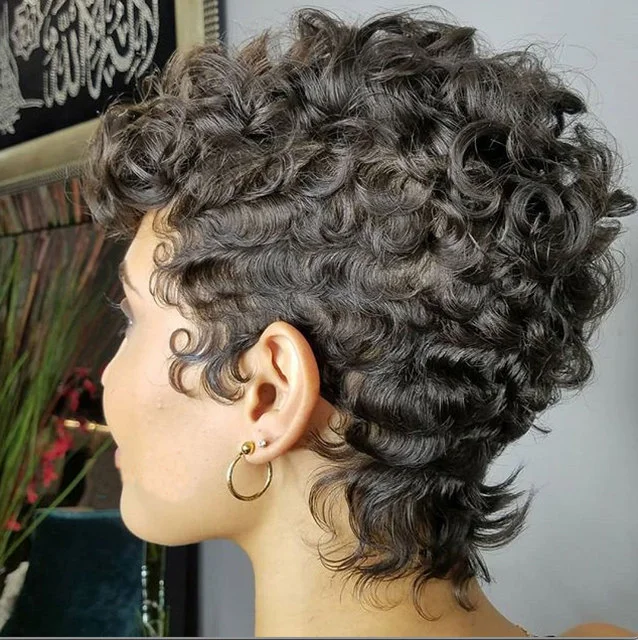 Jewtribute Hair®|Fashion Grey  Short Curly Wig for Black Women 
