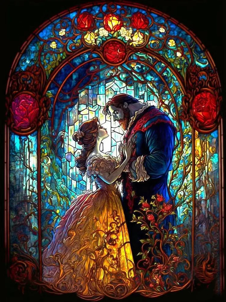 Glass Art -  Disney Beauty And The Beast 11CT Stamped Cross Stitch 50*60CM