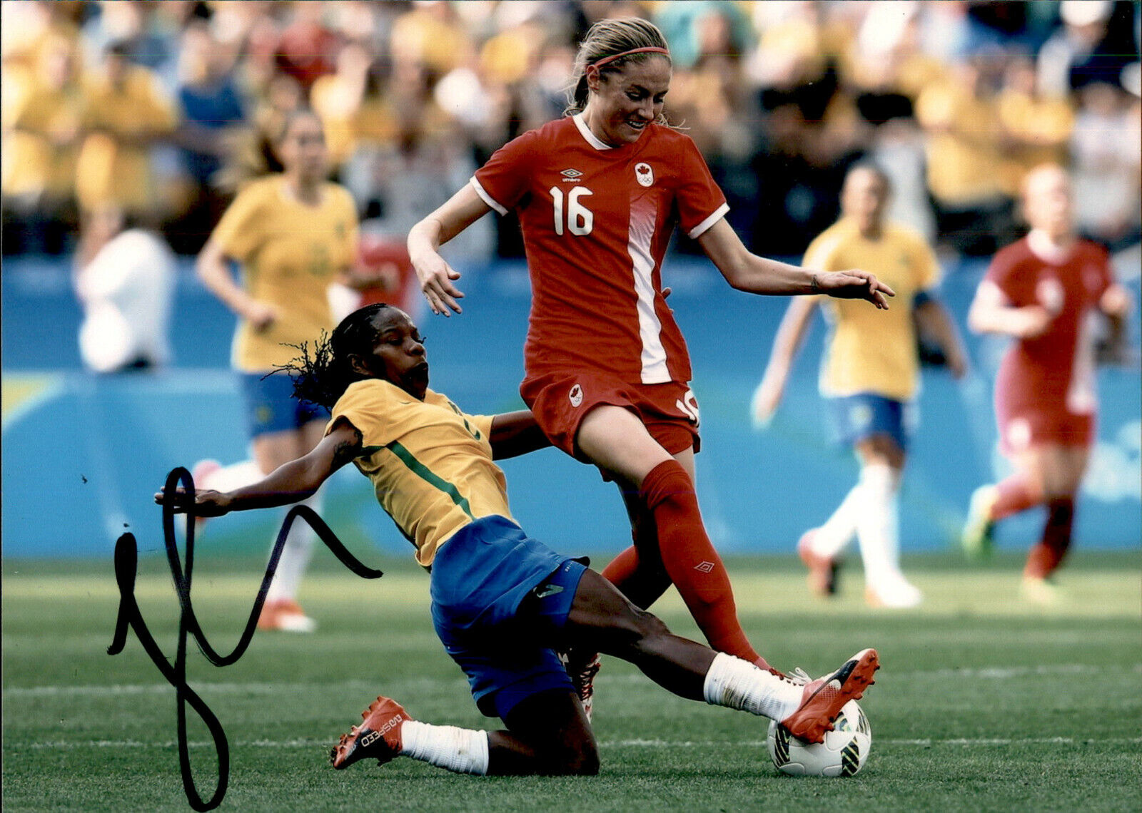 Janine Beckie SIGNED 5x7 Photo Poster painting CANADA WOMENS SOCCER #2