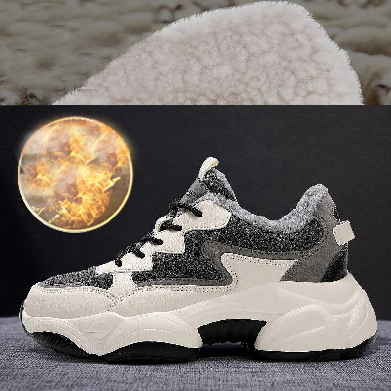 Winter Platform Sneakers Cacual Women Shoes Slip On 2021 Warm Plus Velvet Lace Up Outdoor Breathable Running Sport Female Shoes