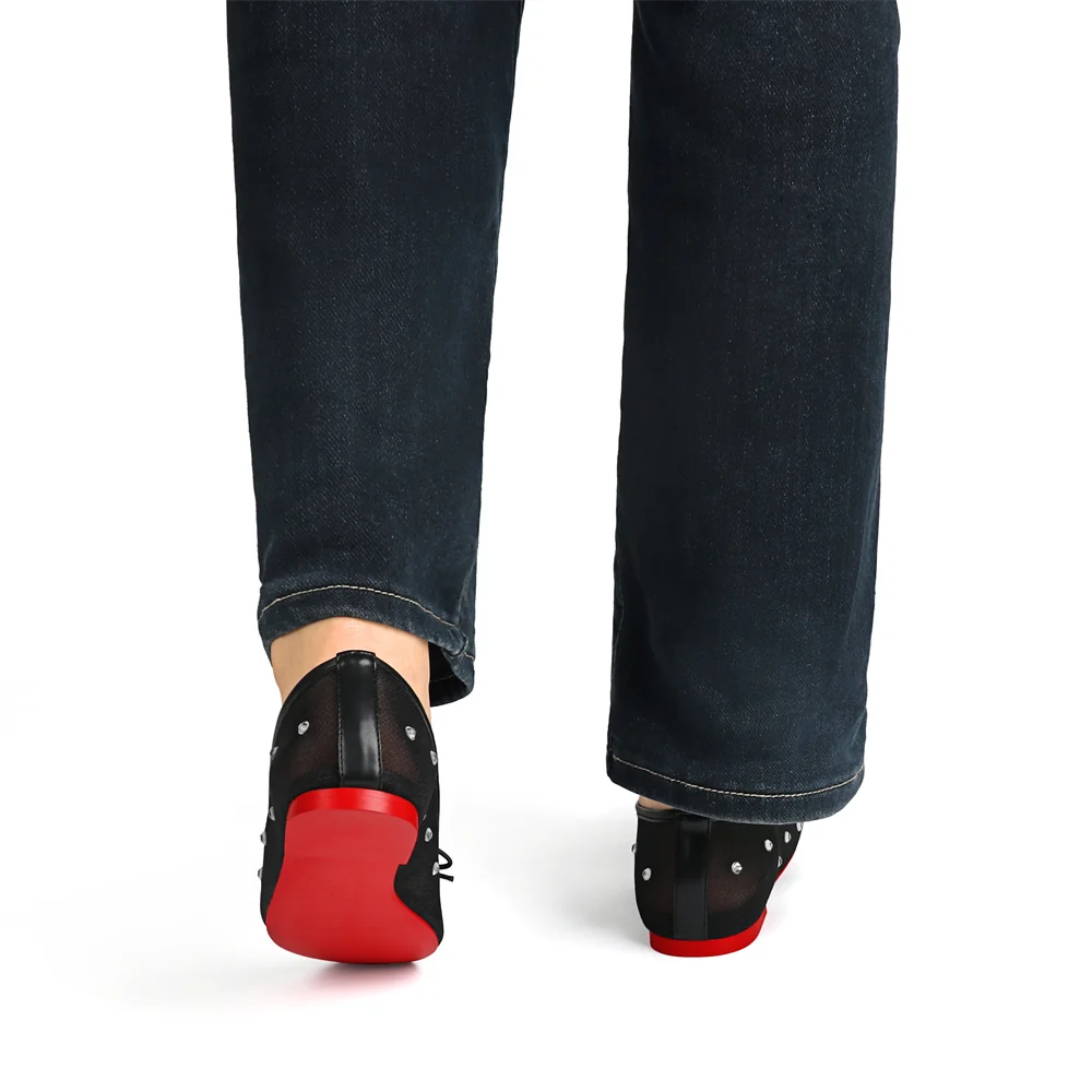 Women's Flats Pointed Toe Mamastrapitina Chunky Heels Red Bottom Hot Chickita Daily Mesh Pumps for Women-MERUMOTE