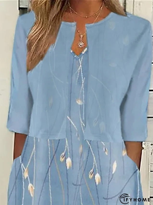 Women's Two Piece Dress Set Casual Dress Print Dress Outdoor Daily Fashion Elegant Pocket Print Midi Dress Crew Neck | IFYHOME