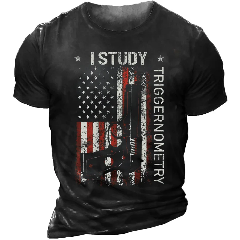 Men's Fashion "I Study Triggernometry "Printed Short Sleeve T-shirt