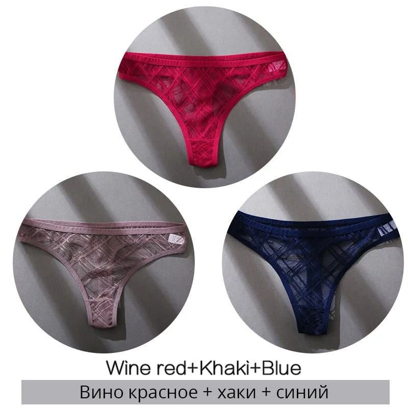 FINETOO Sexy Thongs Panties Women M-XL Transparent Lattice Underwear Ladies Lace G-string Underpants Female Thong Lingerie 2021