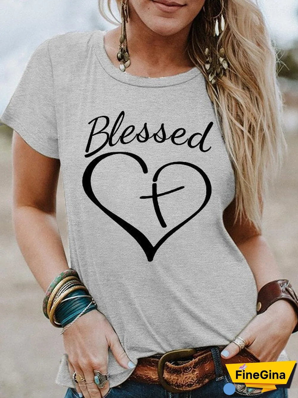 Women's Blessed Print Tee Shirt
