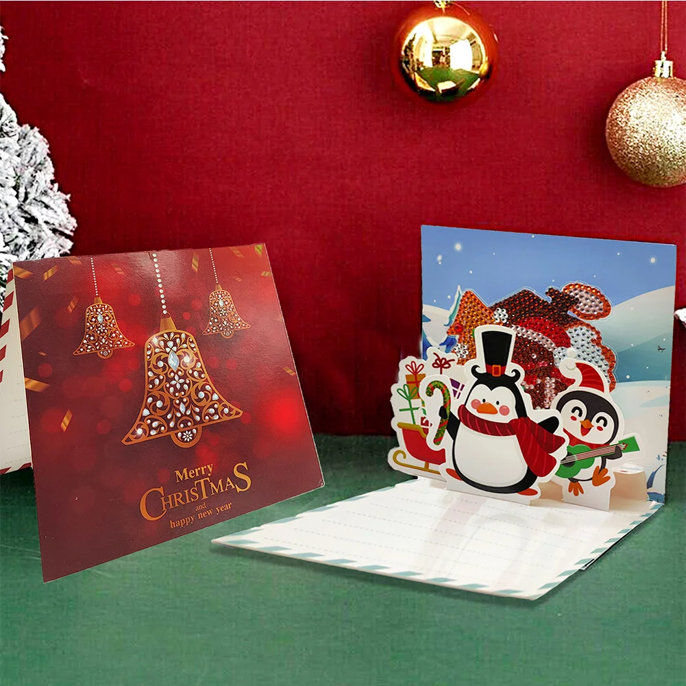 6pcs Diamond Drawing Card Santa Special Shape Gifts for Family Friends and Lover【With White Envelope】