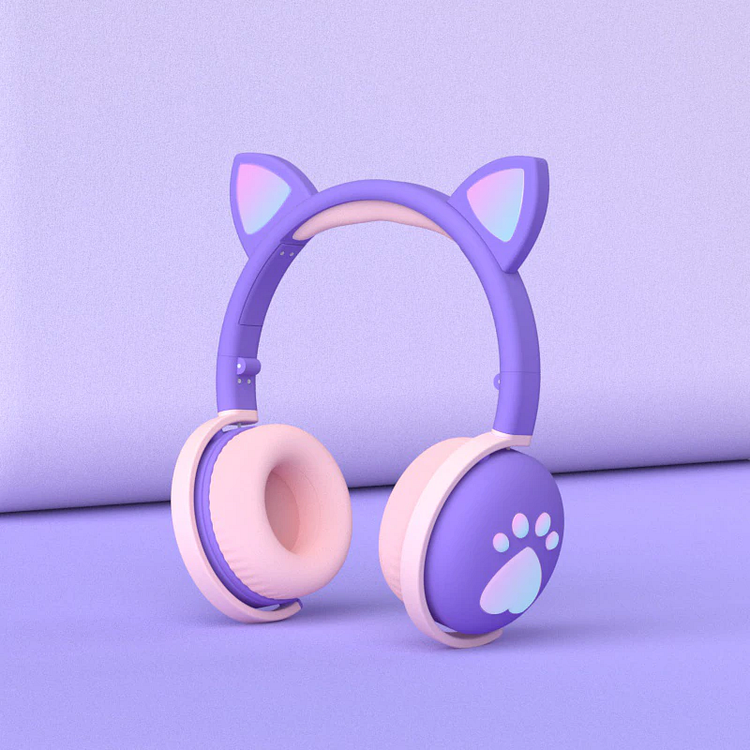 LED Cat Ear Paw Bluetooth Headphones With Mic - Gotamochi Kawaii Shop, Kawaii Clothes