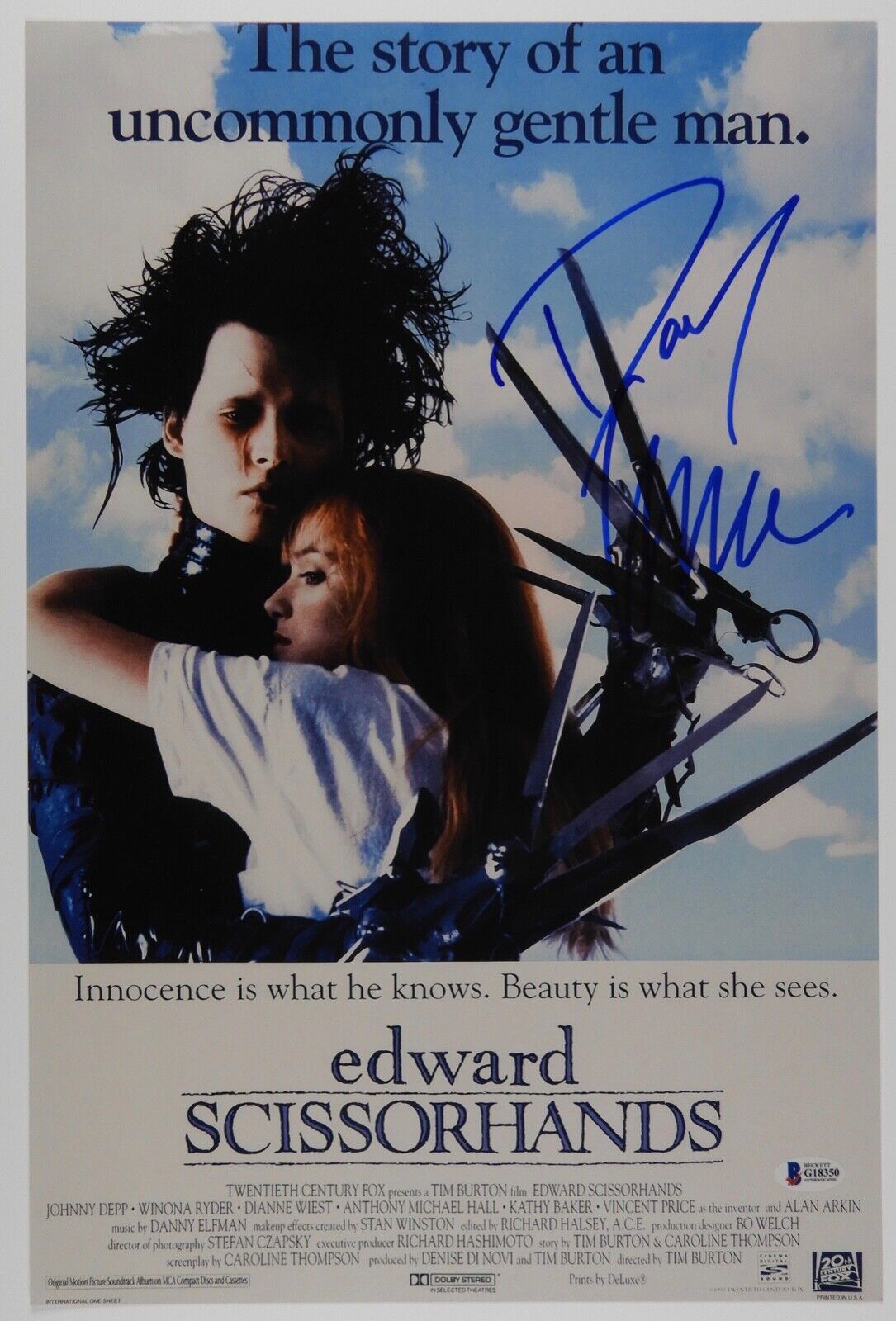 Danny Elfman Autograph Beckett 12 x 18 Signed Photo Poster painting Edward Scissorhands