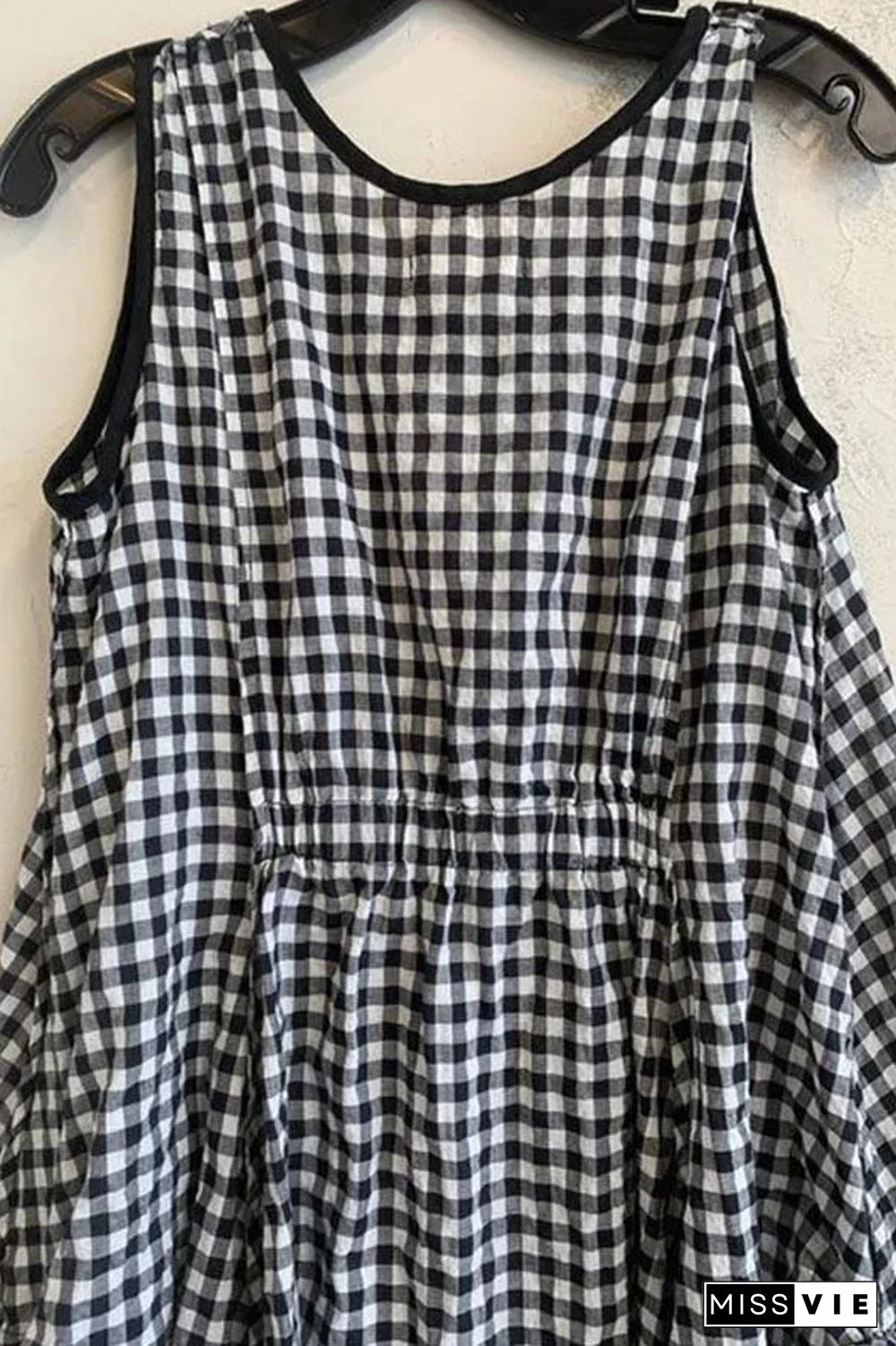 Plaid Print Color-block Paneled Pockets Vintage Midi Dress